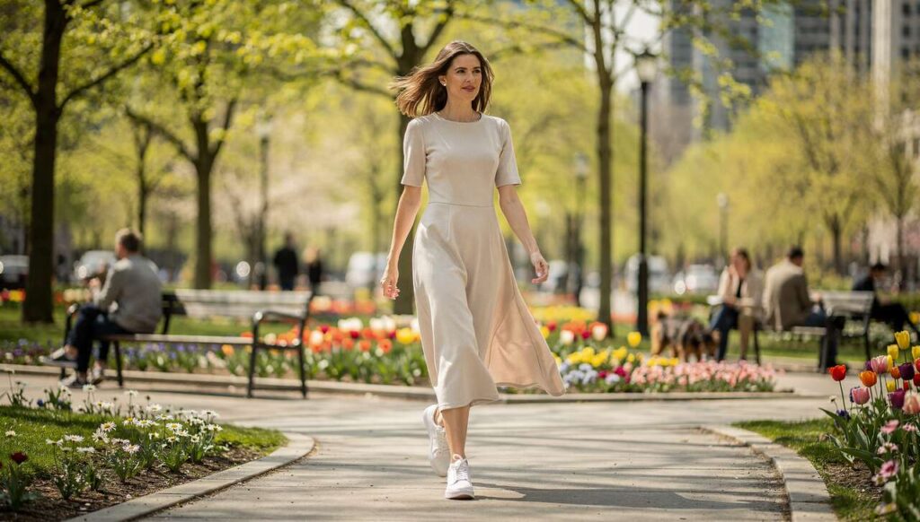 Dieses Kleid passt im Frühling 2026 am besten zu Sneakern